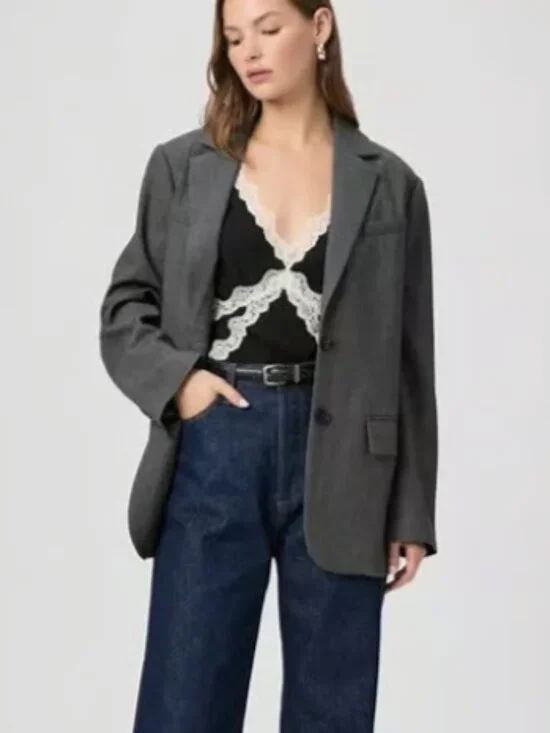 PAIGE DENIM SAWYER WIDE LEG COVERED MADELLA DARK INDIGO WASH JEANS NWT $269 27 W - Picture 2 of 12